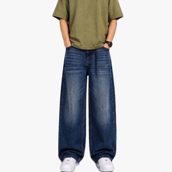 Deep Blue Faded Baggy Jeans