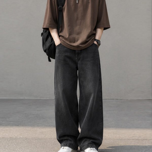 Deep Black Faded Baggy Jeans